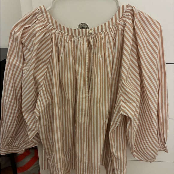 THE GREAT. Beige and White Striped Top - Picture 3 of 3